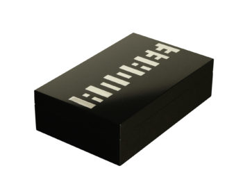 Andrée Putman, rectangular box in black lacquered wood with a silver metal inlay that reveals the first name Andrée