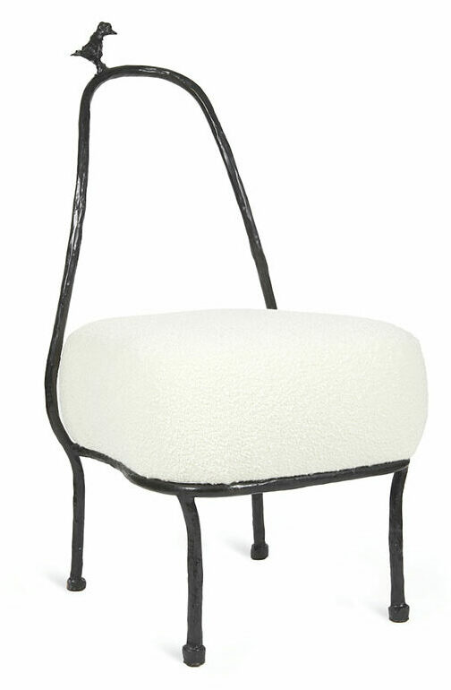 eric schmitt fireside chair in black bronze, french design, in the syle of diego giacometti
