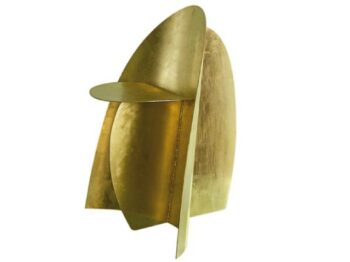 Jean Philippe Gleizes, gold metal chair like the sculpture of a killer whale