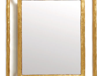 Mattia Bonetti, miroir rectangulaire entouré d'un double cadre en fer forgé doré