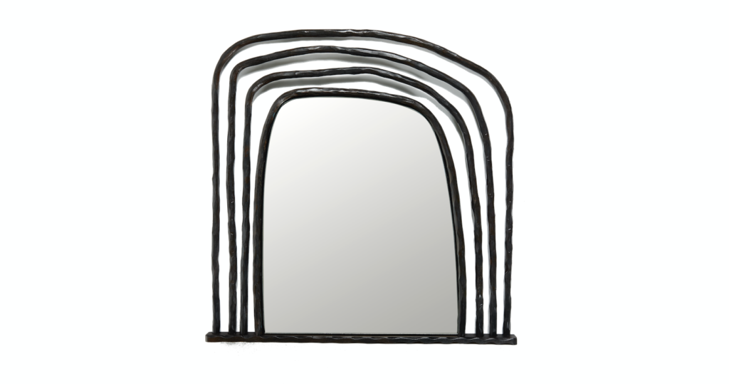 éric schmitt, miroir en fer battu patiné, par le ferronnier de diego giacometti, 2022 , en édition limitée