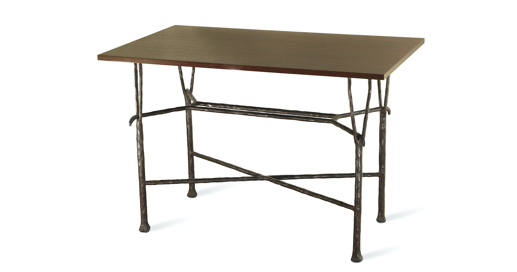table garouste bonetti, en fer et plateau de bois, dans le style barbare