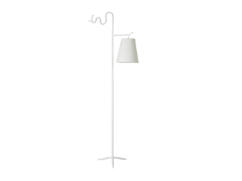 garouste bonetti, floor lamp in white wrought iron, with a stick and a curvy ornament at the top