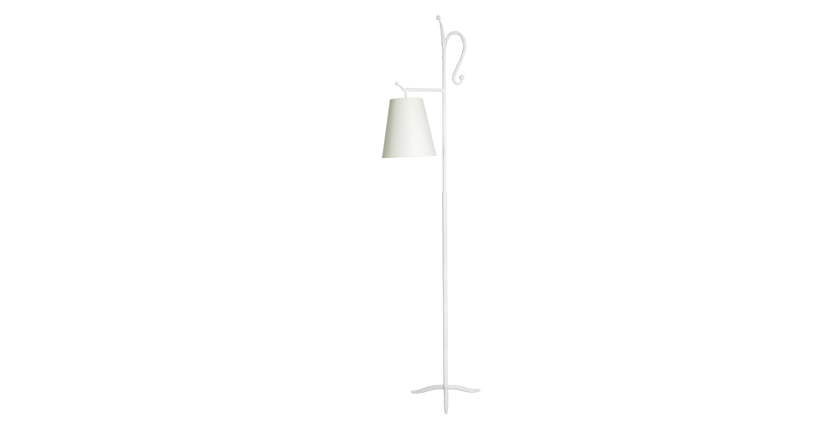 Garouste et Bonetti, lampadaire en fer forgé blanc avec une tige se terminant en haut par une crosse