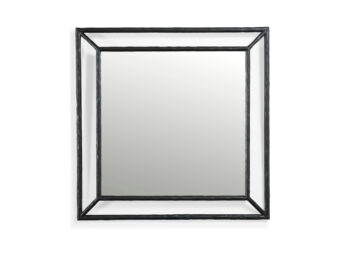 mattia bonetti, square mirror with a double black frame in wrought iron