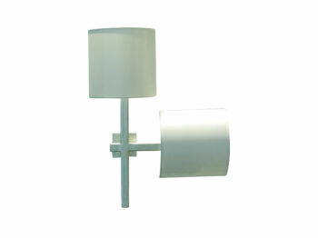 Elizabeth Garouste, minimalist wall lamp with two white screens and two perpendicular silver rods