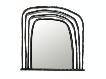 Eric Schmitt brown mirror in wrought iron, surrounded by brown gates