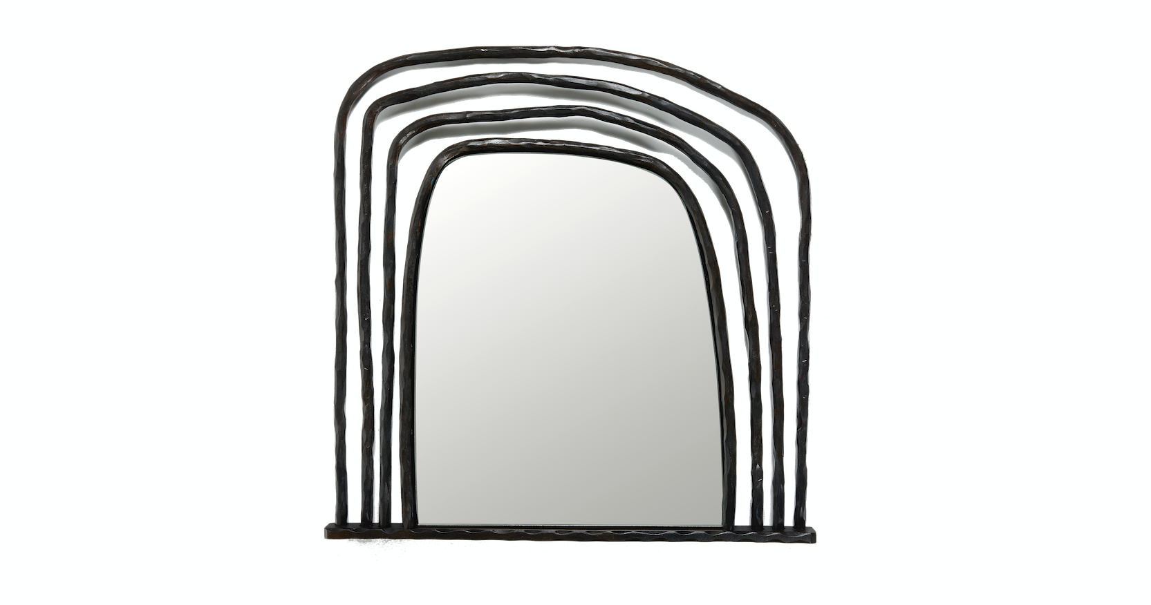 Eric Schmitt brown mirror in wrought iron, surrounded by brown gates