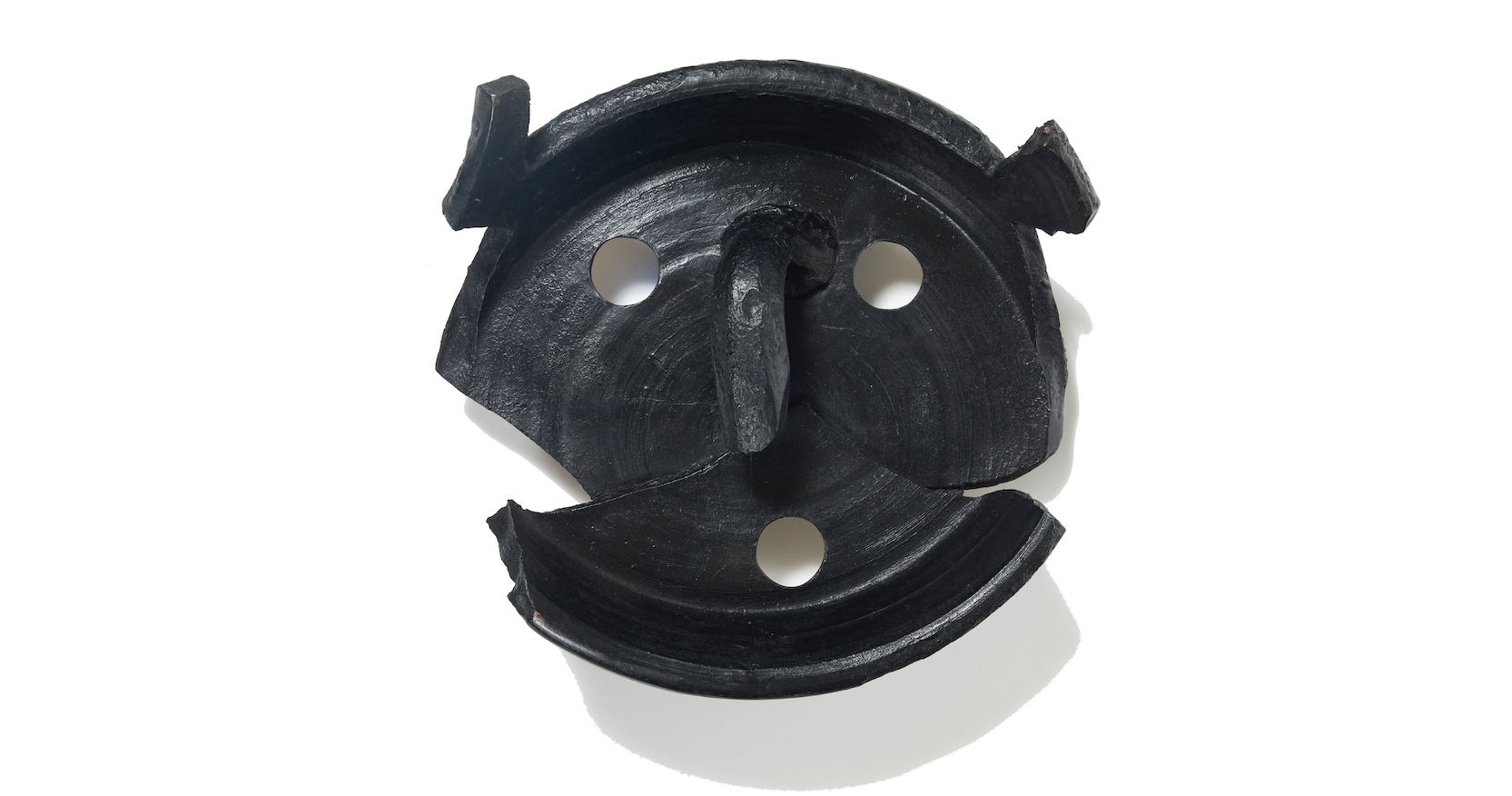 Eric Schmitt, round wall lamp in black bronze in the shape of a funny face, 2022