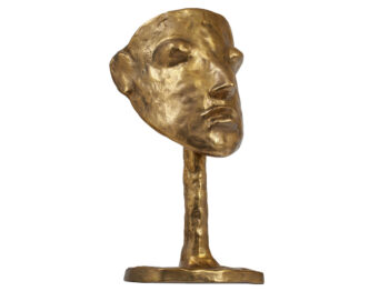 Garouste Bonetti , sculptural lamp in golden bronze with the shade of an enigmatic face and its neck