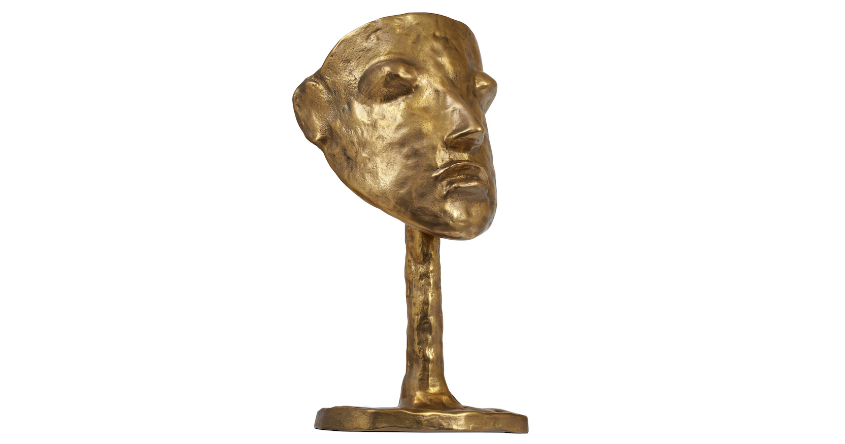 Garouste Bonetti , sculptural lamp in golden bronze with the shade of an enigmatic face and its neck
