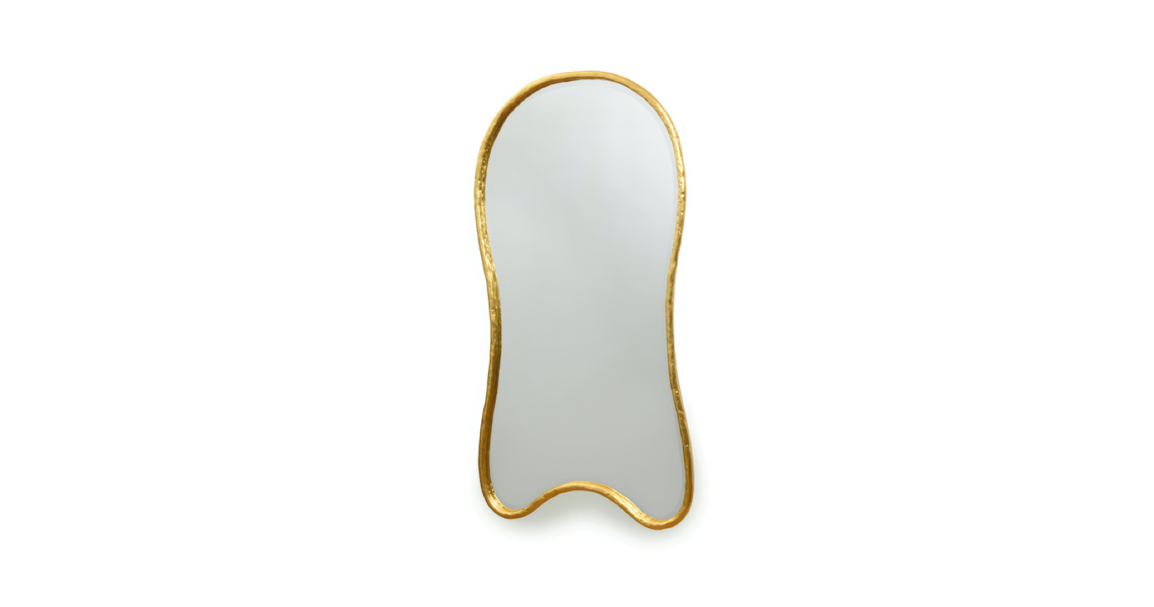2025, Spirit, new high vertical mirror designed by Mattia Bonetti, gilded wrought iron by Diego Giacometti's ironworker, oval shape, exhibited at Artcurial, Paris, limited edition of 30 signed and numbered copies, made by Diego Giacometti's ironworker