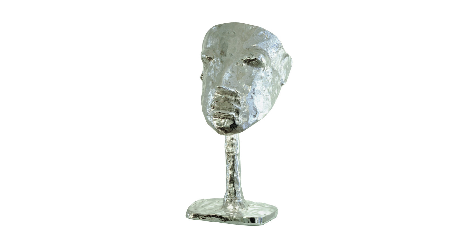 2026 Stunning Silver Sculpture Lamp by Garouste Bonetti, in the shape of a head on a neck, in silvered bronze, limited to 20 examplaries