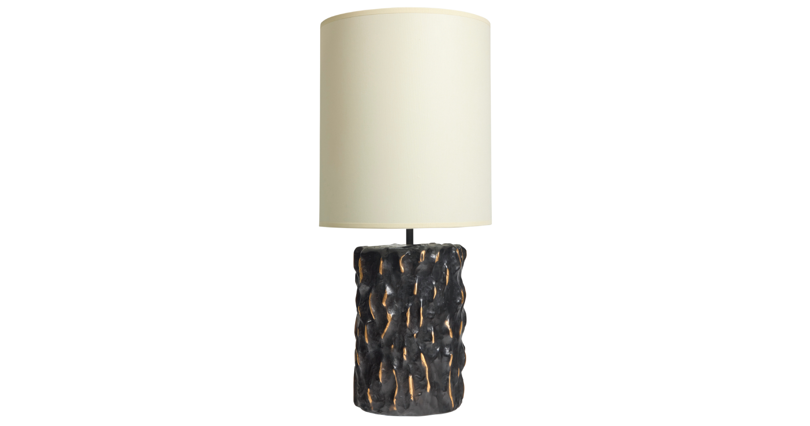 Artistic lamp by Elizabeth Garouste in black and gold bronze, off-white lampshade, limited edition of 8 pieces